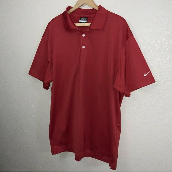 Nike Golf Dri-Fit Mens Size XL Red Short Sleeve Golf Polo Shirt - Picture 3 of 7